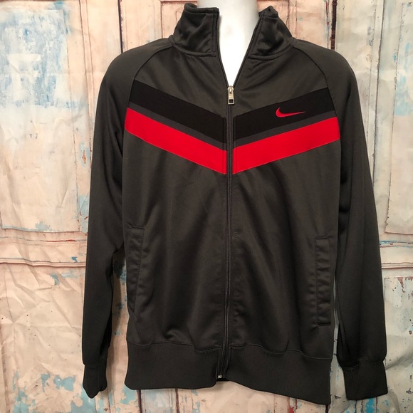 Nike The Athletic Dept Sz Large Track Warm-up Jacket Gray Red Striped Full Zip - Picture 3 of 4